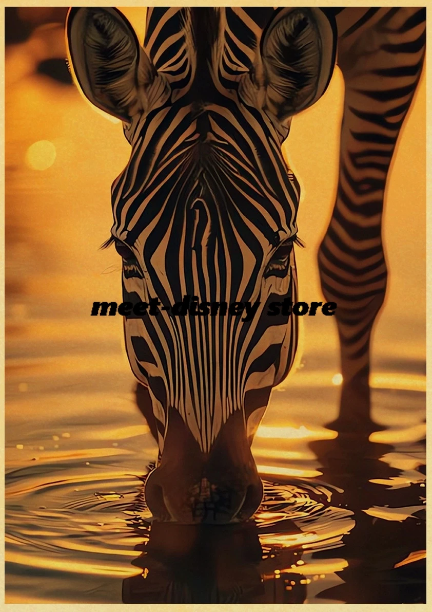 Wild Animal Zebra Posters Landscape Skateboard Harajuku Aesthetic Y2K Fashion Wall Art Nostalgia Canvas Cafe Painting Decor