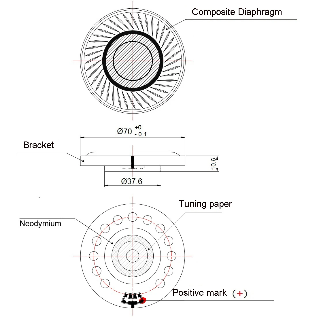 24Ohm32Ohm64Ohm 150Ohm300Ohm 400Ohm Headphone Speaker Unit 70MM Composite Diaphragm Headset Driver For Earphone Speakers DIY 2PC