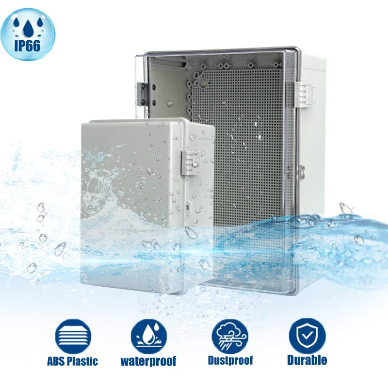 IP66 Waterproof Gray/Transparent Cover Enclosure ABS Plastic Outdoor Waterproof Electrical Distribution Projects Junction box