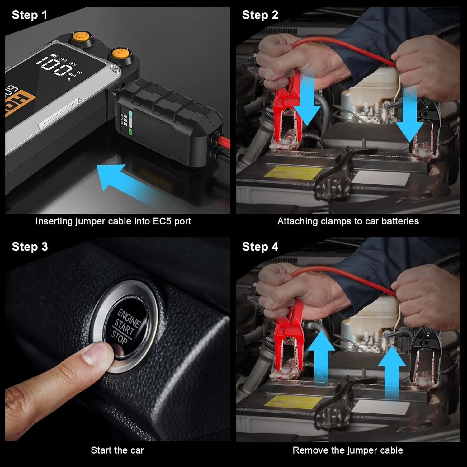 

Автомобильный стартер 6000А, портативный автомобильный стартер, аккумулятор для всех газовых и дизельных двигателей до 12 л, переходник 12 В - горячая распродажа