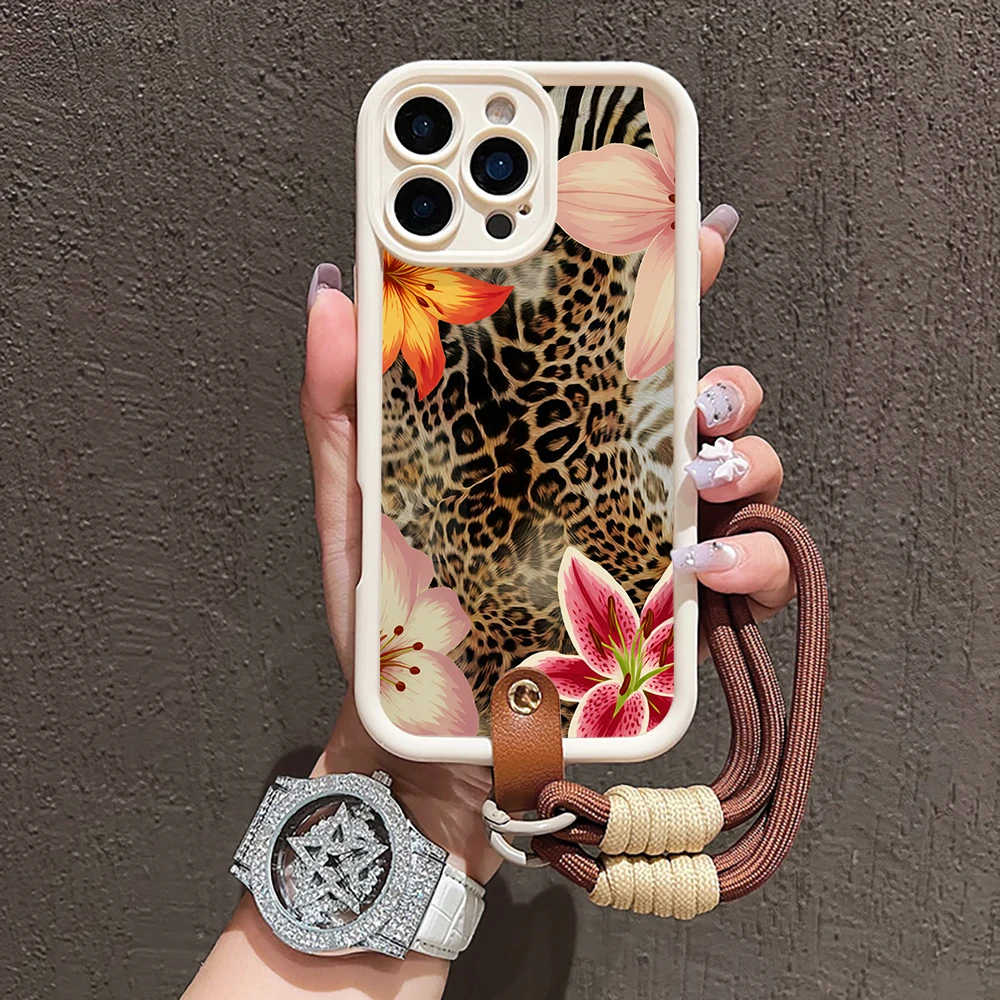 Leopardenmuster-Handyhülle für Samsung Galaxy S26 S21 S25 S24 S23 S22 Ultra Plus FE Hülle A16 A36 A54 A55 A56 mit Lanyard Funda – Detail 1