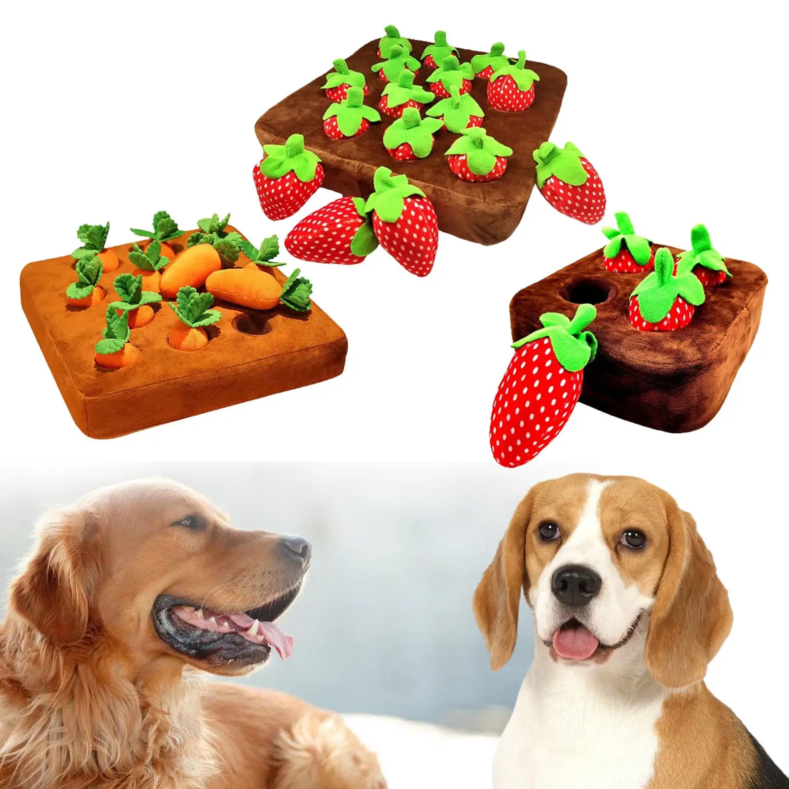 Strawberry Plush Toy, Pull Out Strawberry Pet Interaction Dog Sniffing Toy Hide And Seek Game for Puppy Dogs Cats,