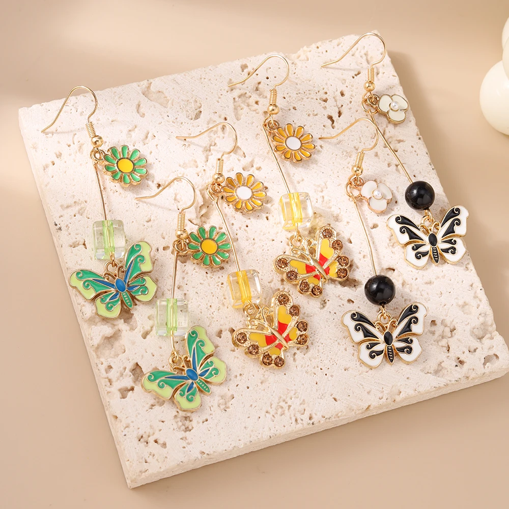 Aihua Neue Mode Nette Blume Schmetterling Ohrringe Süße Schmetterling Baumeln Ohrringe Für Frauen Frohes Neues Jahr Schmuck Geschenke – Detail 3