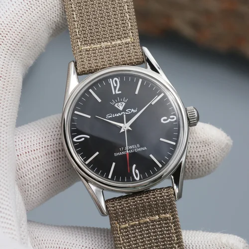 Imagen 2 del producto Reloj Mecánico Shanghai Diamond para Hombre, Reloj de Cuerda Manual, Movimiento 7120, 38 mm, Acero Inoxidable, Resistente al Agua, Regalo para Hombre