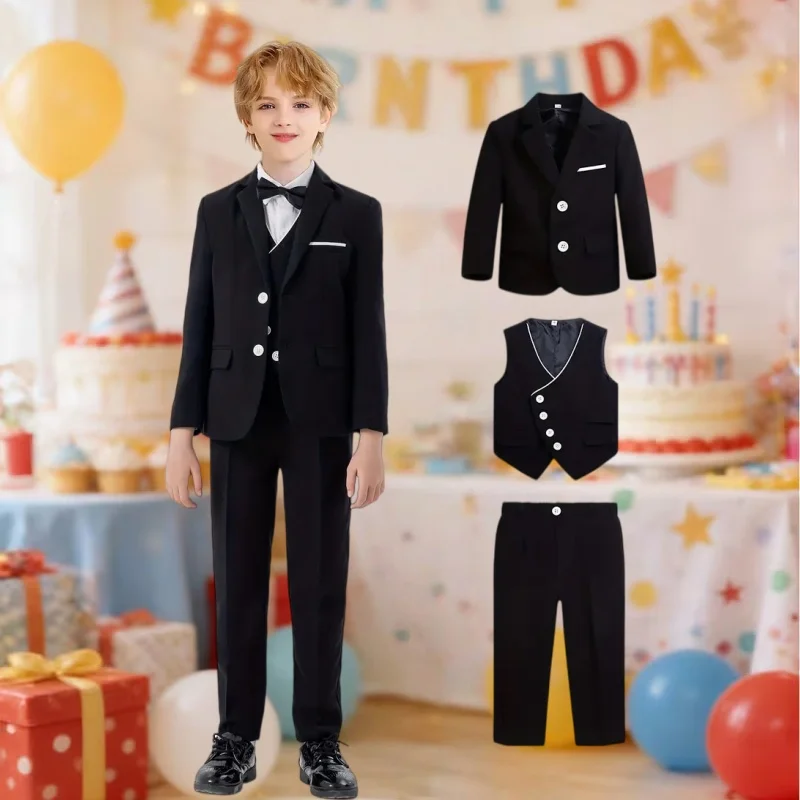 Boys Formal Wedding Suit Set Children's Graduation Party Piano Host Performance Suit Kids Birthday Photography Blazer Set
