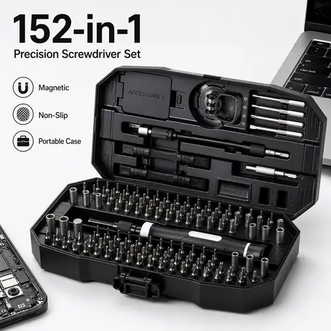 152 in 1 Precision Magnetic Screwdriver Set Repair Tool Kit with Flexible Shaft for Phone Laptop PC Game Console Watch T5 T6