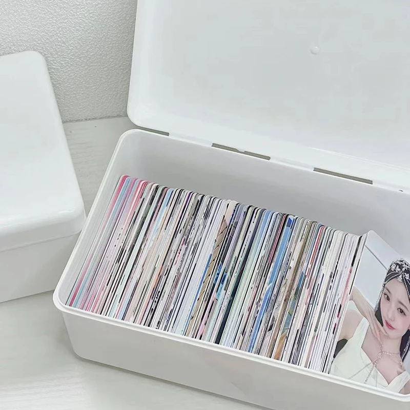 Transparent Flip Cotton Swab Storage Box Makeup Organizer Multifunctional Photocard Idol Cards Storage Containers Dustproof Box