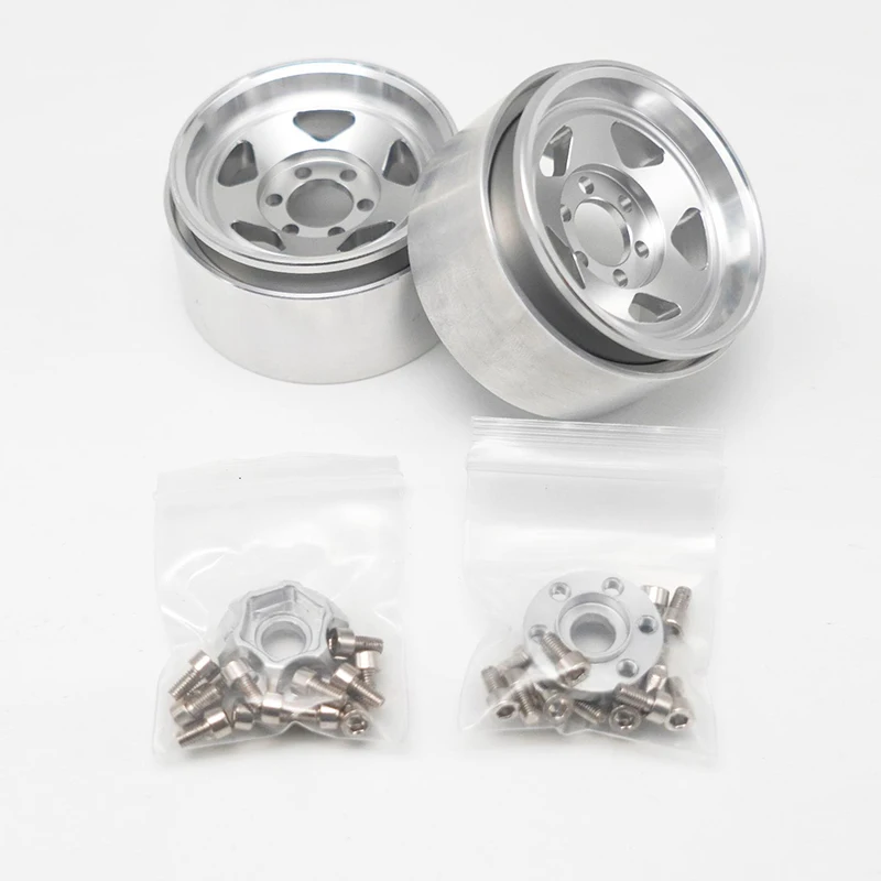 2pcs 1.9-inch Five-pointed Star Metal Wheels Hub Modified Parts Wufu Design for RC Climbing Car TRX4 AXIAL SCX10 Model Wheels