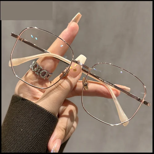 Imagen 2 del producto OKH-gafas cuadradas de alambre dorado con montura de gran tamaño para miopía, montura para hombres y mujeres, venta al por mayor, lectura graduada de estilo británico