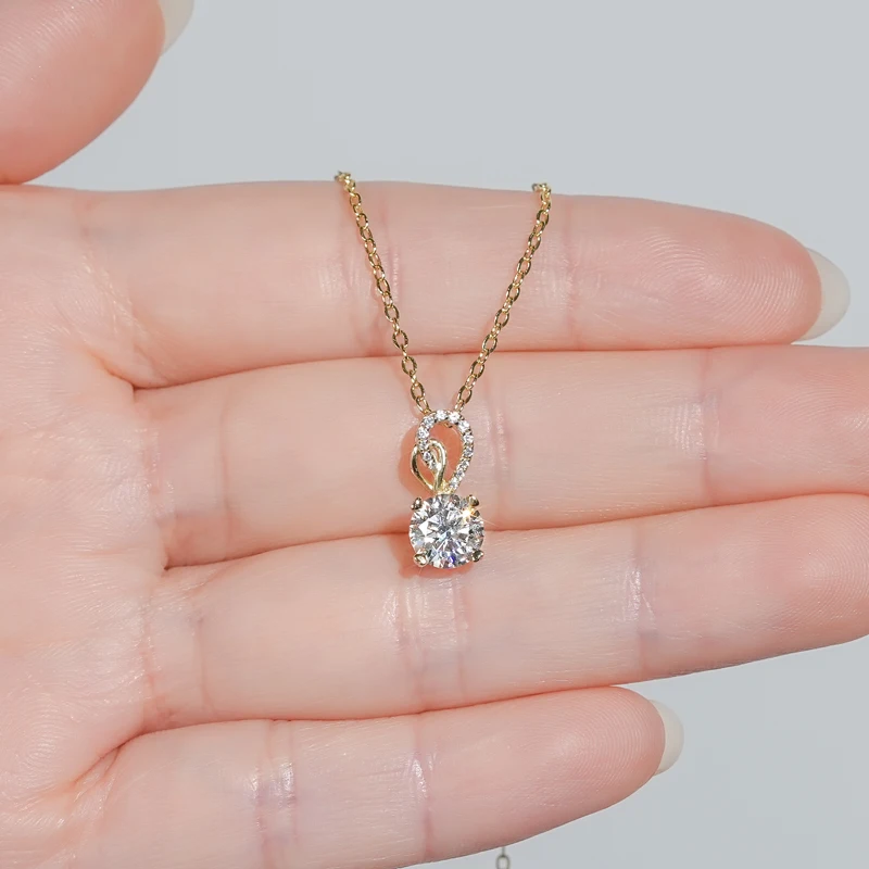 

RAPRGOLD GRA сертифицированный 1 карат круглый муассанит бесконечность кулон ожерелье цепи для женщин стерлингового серебра 925 пробы свадебные украшения подарки
