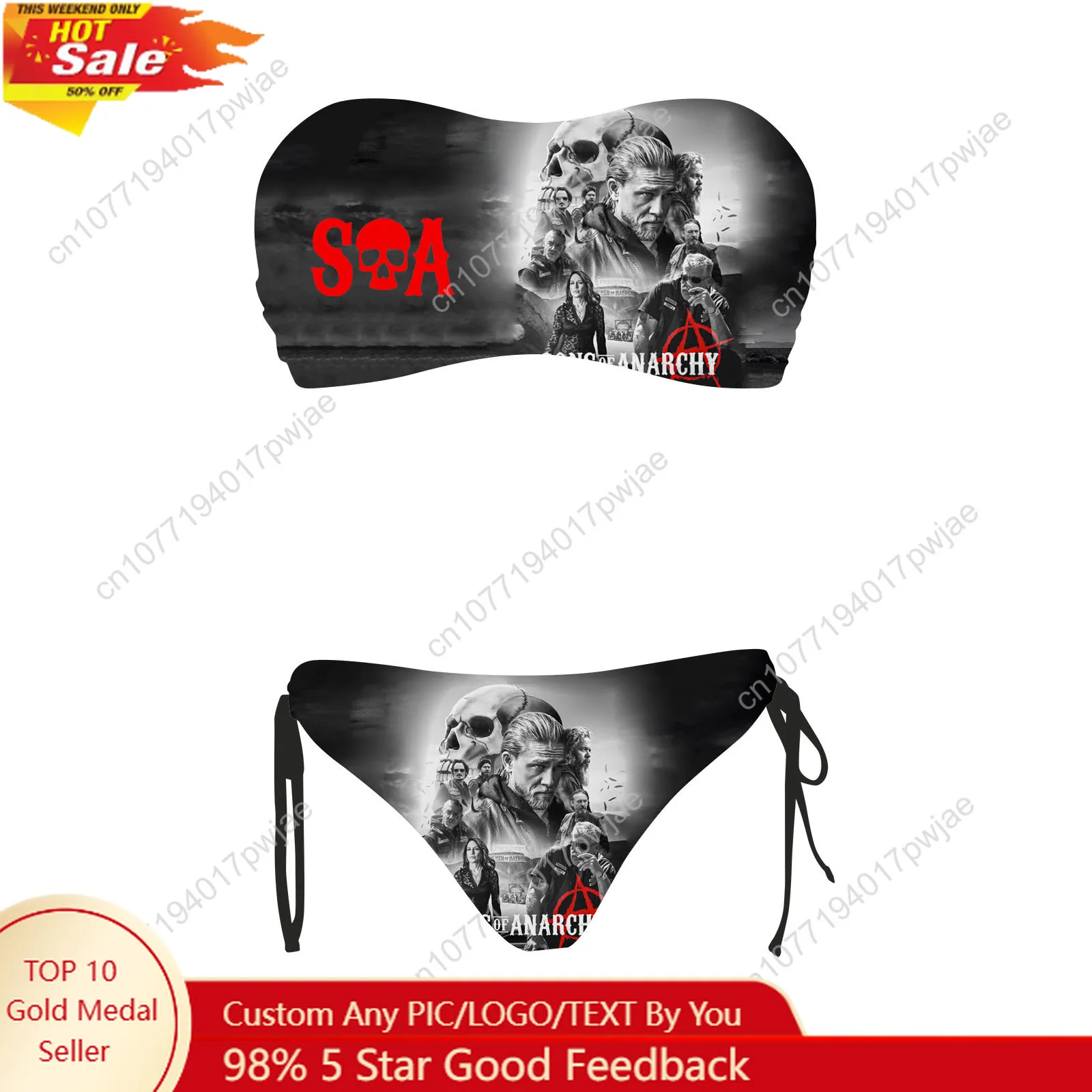 

Sons Of Anarchy SOA Купальник на заказ Женский комплект из двух предметов на шнурке Купальные костюмы Купальники Вечеринка у бассейна Пляжное бикини Пляжная одежда