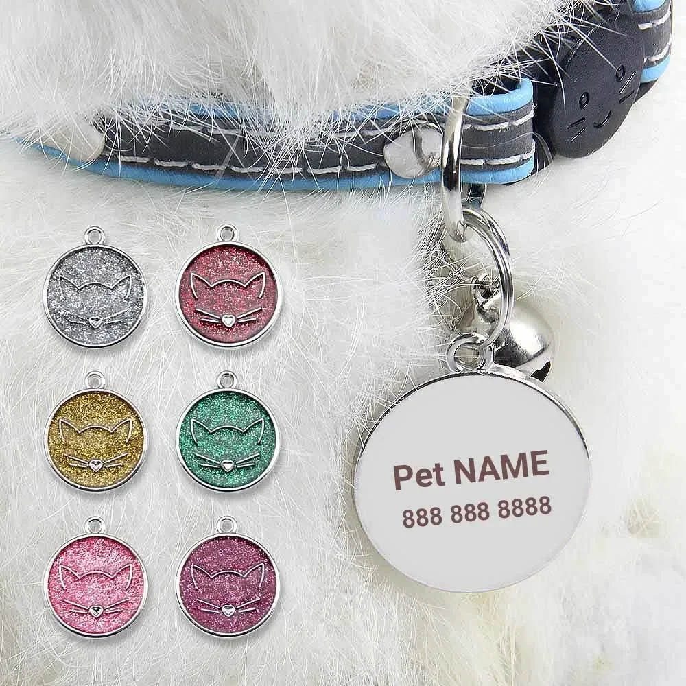 Personalized Engraving Pet Cat Name Tags Customized Dog ID Tag Collar Accessories Nameplate Necklace Chain Charm Supplies 2.5CM