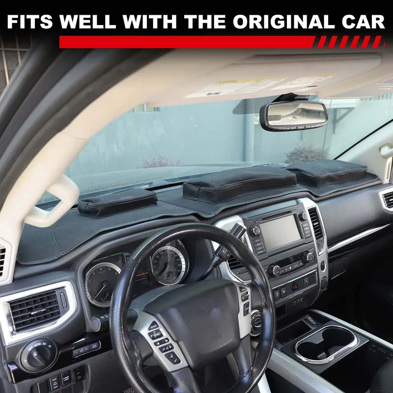 

For Nissan Titan 2016-2023 Car Dashboard Sunscreen Pad with Zipper Storage Bag Interior Car Accessories