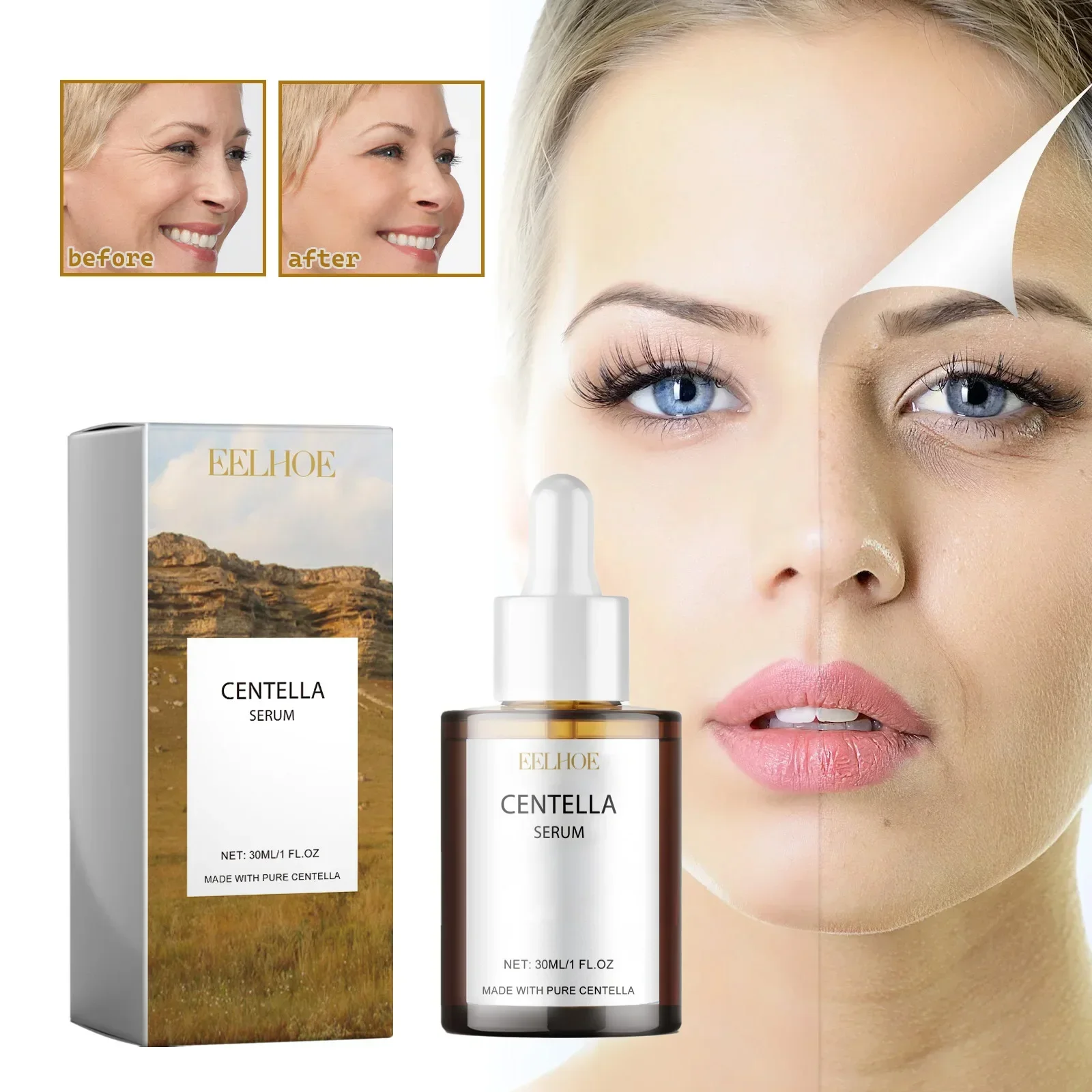 Centella Asiatica Facial Serum Moisturize Nourish Improvement Dry Skin Smoothing Rejuvenation Brightening Beauty Health