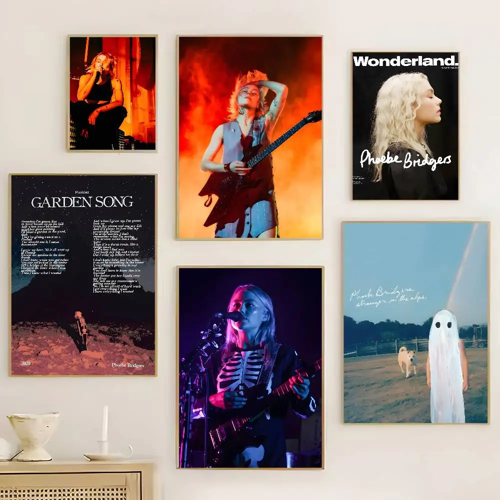 

P-Phoebe Singer b-Bridgers Poster HD home decor sticky wall waterproof home living room bar aesthetic decor