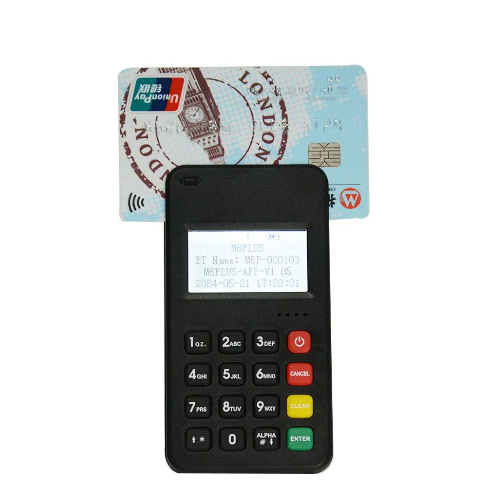 Bluetooth EMV PCI Contactless NFC Android Mpos with Pinpad for Bank Card payment transaction (M6 Plus)