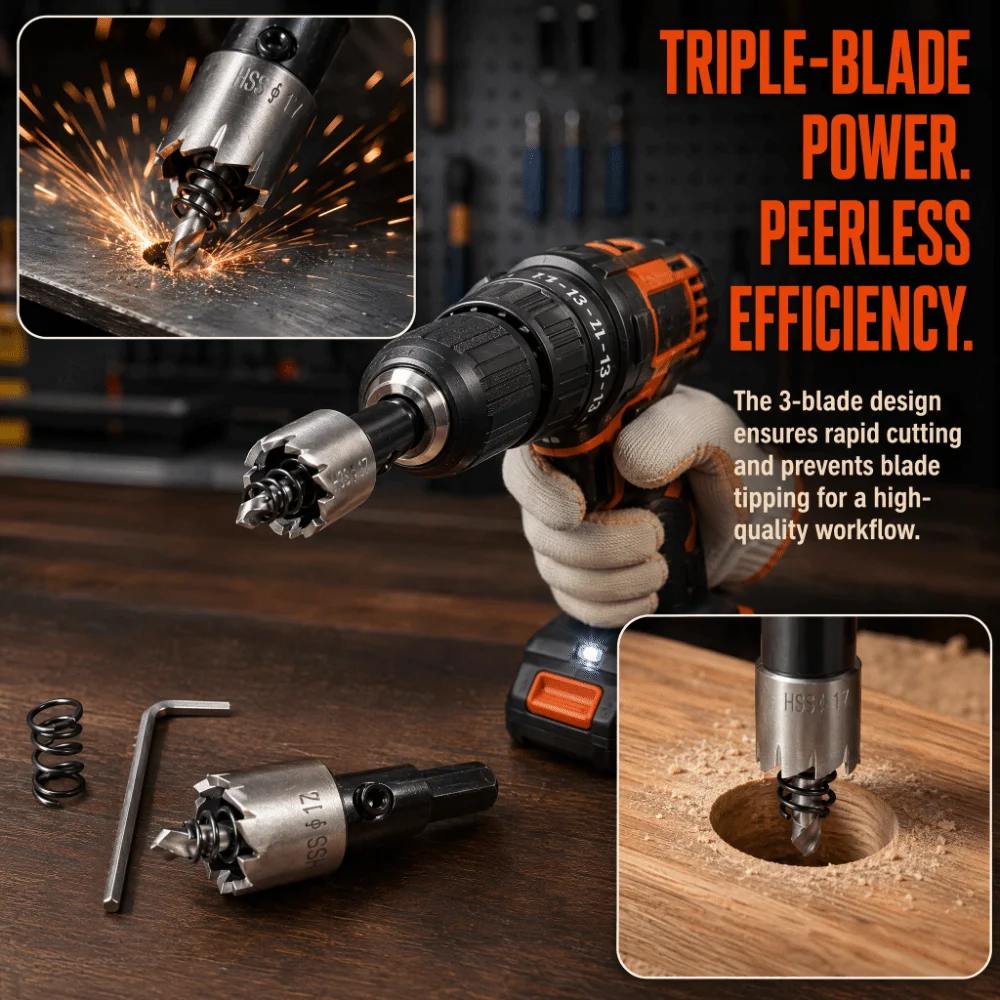 17mm Diameter Hole Saw Cutter Wood Plastic Alloy Compatible High Speed Steel Drill Bit Hole Saw Drill Bit Opener Design
