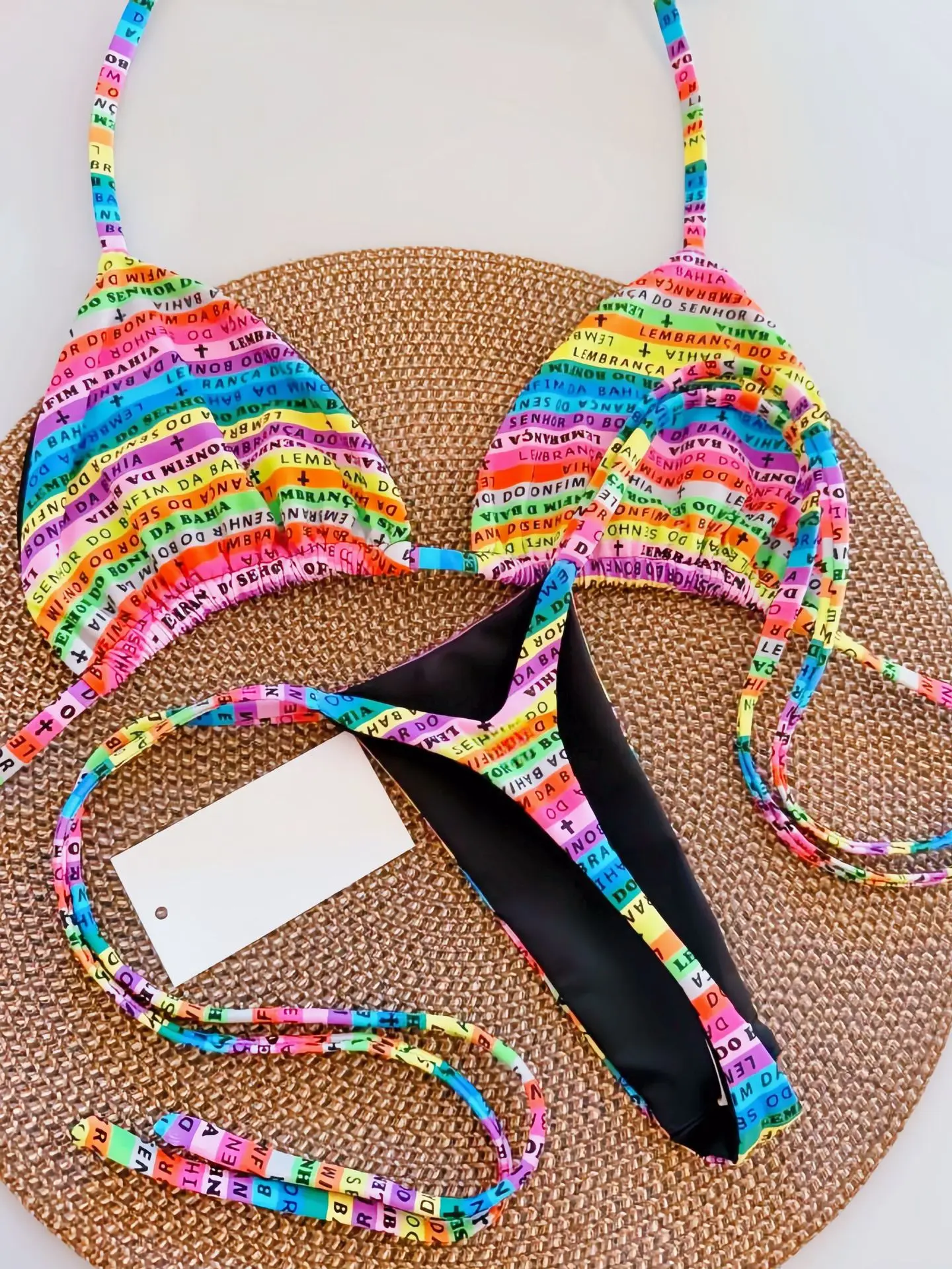 2025 Letters Printed Colorful Mini Thong Bikini Women Swimwear Female Swimsuit Two-pieces Bikini set Bather Bathing Suit Swim