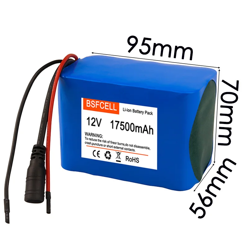 100% New 3S5P Battery 12V 17500mAh Rechargeable Li-ion Battery Pack Wire Output,Suitable for 12V Electrical Appliances