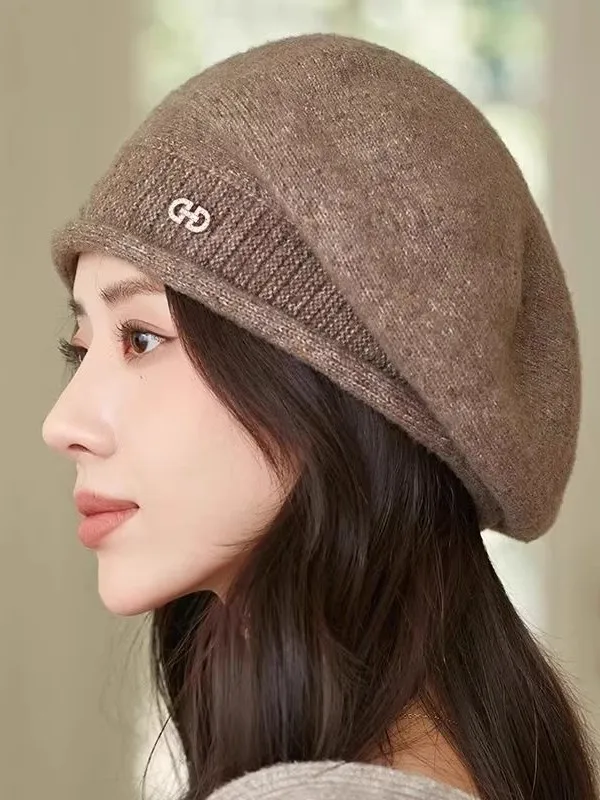 Fashionable Knitted Hat Women's Winter Anti-Cold Autumn Winter Versatile Warm Stylish Ear Protection Wool Beret Hat