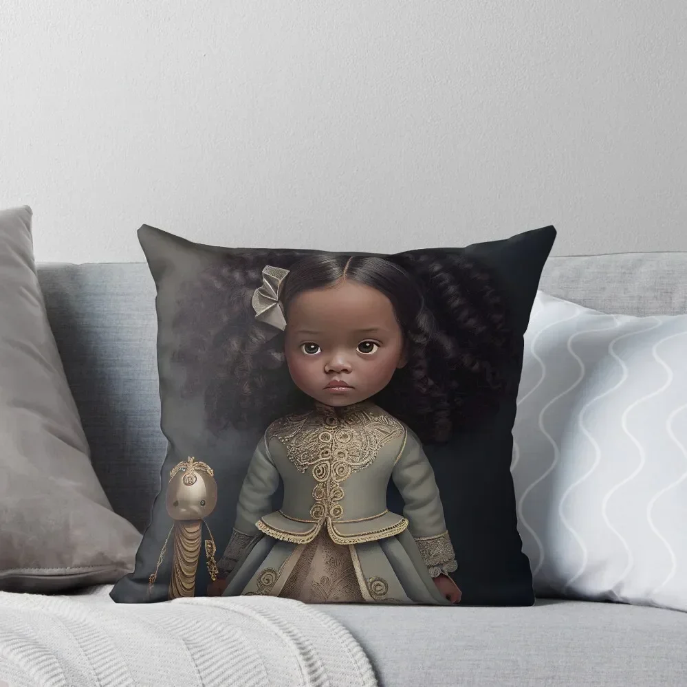 فتاة صغيرة جميلة مع كسارة البندق 2 رمي وسادة وسائد أريكة فاخرة أغطية فاخرة وسائد عيد الميلاد