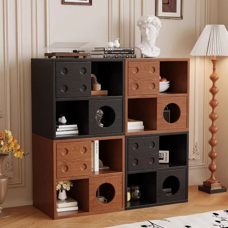 Kartentürschrank aus massivem Holz im mittelalterlichen Stil, Schlafzimmer, Wohnzimmer an der Wand, Schubladenschrank, Heim-TV-Schrankmodul