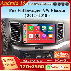 9'' Android 15 For Volkswagen VW Sharan 2012~2018 Car Radio Multimedia Player Stereo Octa Core 4G Carplay DSP 2.5D IPS Screen