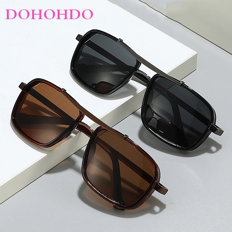 

Vintage Punk Sunglasses For Men Women Fashion Luxury Brand Designer Double Bridge Pilot Sun Glasses Outdoor Driving Shades UV400