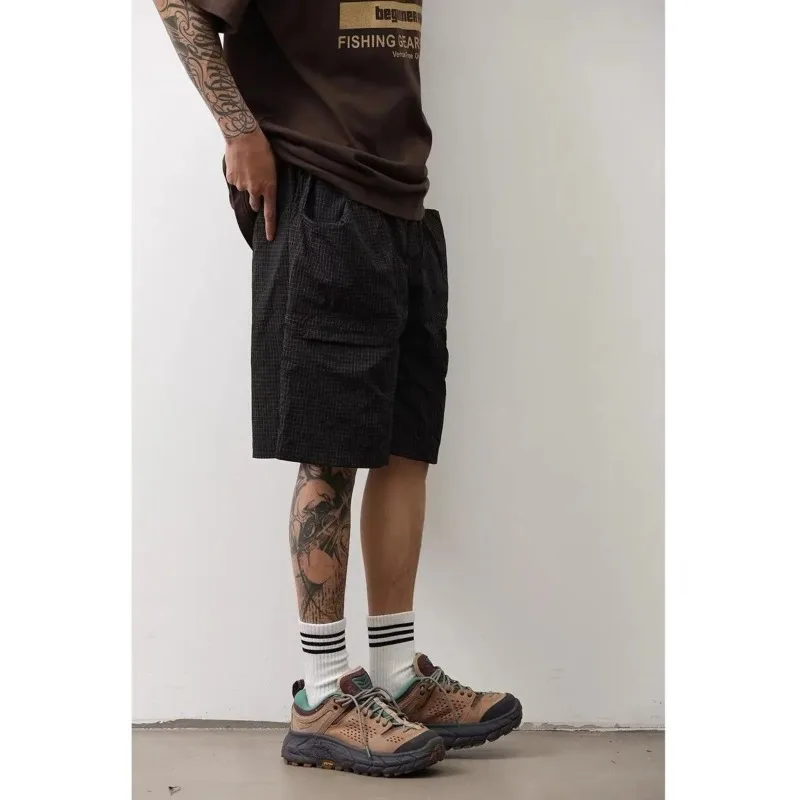 American Retro Dstring Multi-ket Workwear orts Men's Summer Loose Large Size Thin Casual Versatile Five-Quarter Pants