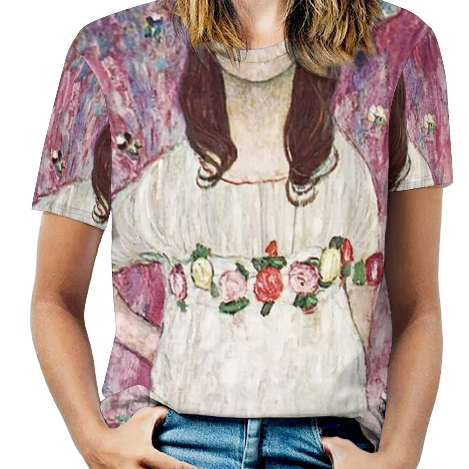 

Женская футболка с круглым вырезом Hd Mada Primavesi или Girl In White, от Gustav Klimt 1912, повседневные летние топы с коротким рукавом Klimt