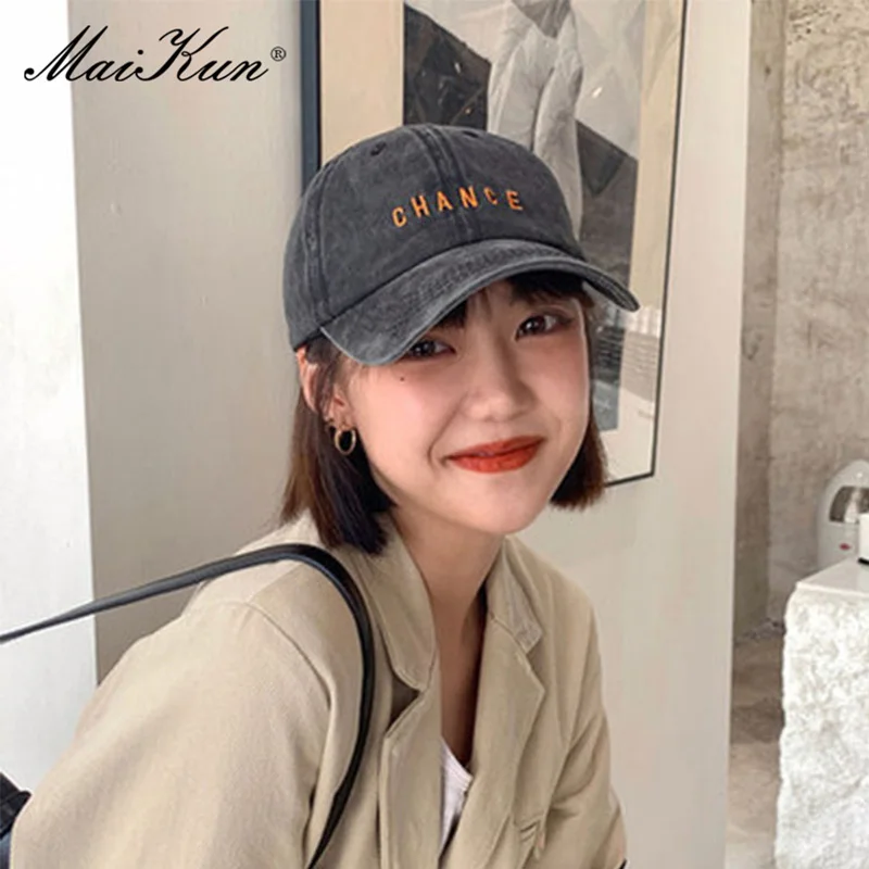 

Maikun Antique Finish Washed Hat Female Vintage Baseball Street Letters Embroidered Couples Sun Protection Peaked Cap For Men