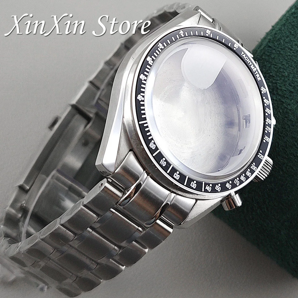 الأزرق الحافة VK63 39.7 مللي متر ساعة رجالي حافظة القمر نمط الظهر كرونوغراف ل VK63A VK63 VK64 حركة الكوارتز يناسب 20 مللي متر حزام