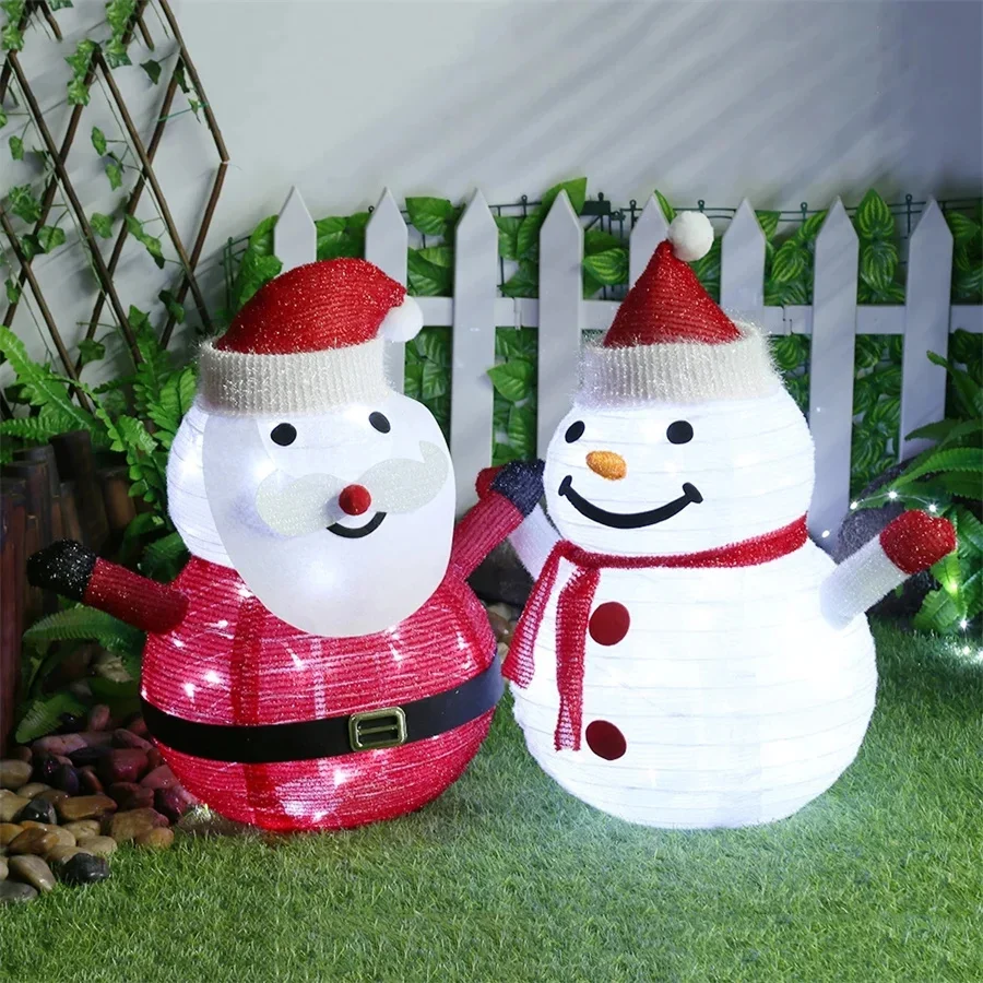 Creative LED Snowman Santa Claus Garden Lights Battery Powered Christmas Fairy Lights Lantern for Holiday New Year Party Decor