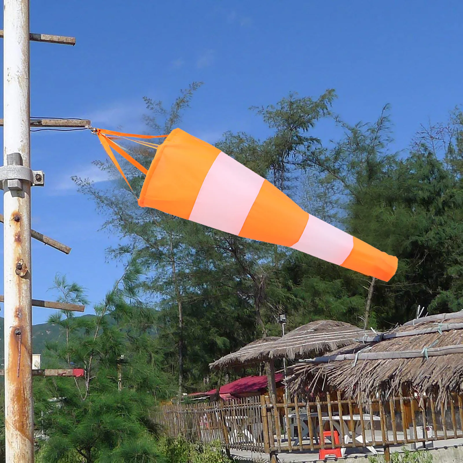 Orange White Wind Direction Measurement Windsock High Visibility Reflective Fluorescent Outdoor Wind Indicator Flag Garden Decor