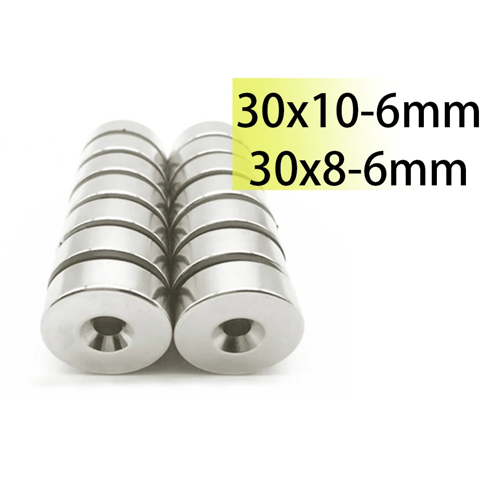 

30x8-6 30x10-6 N35 NdFeB with Hole Neodymium Magnet Super Powerful Round Countersink Disc Magnetic Ring Motor Factory