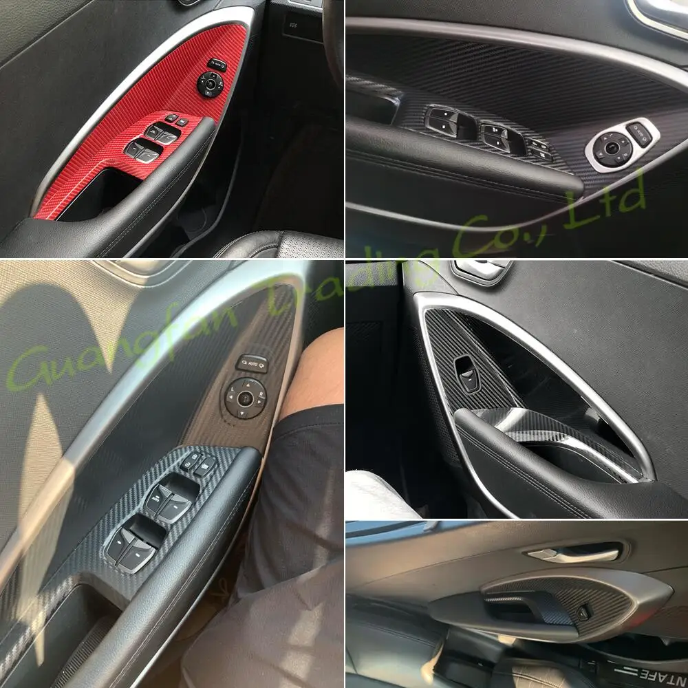 Car-Styling New Carbon Fiber Car Interior Center Console Color Change Molding Sticker Decals For Hyundai Santa Fe IX45 2013-2018