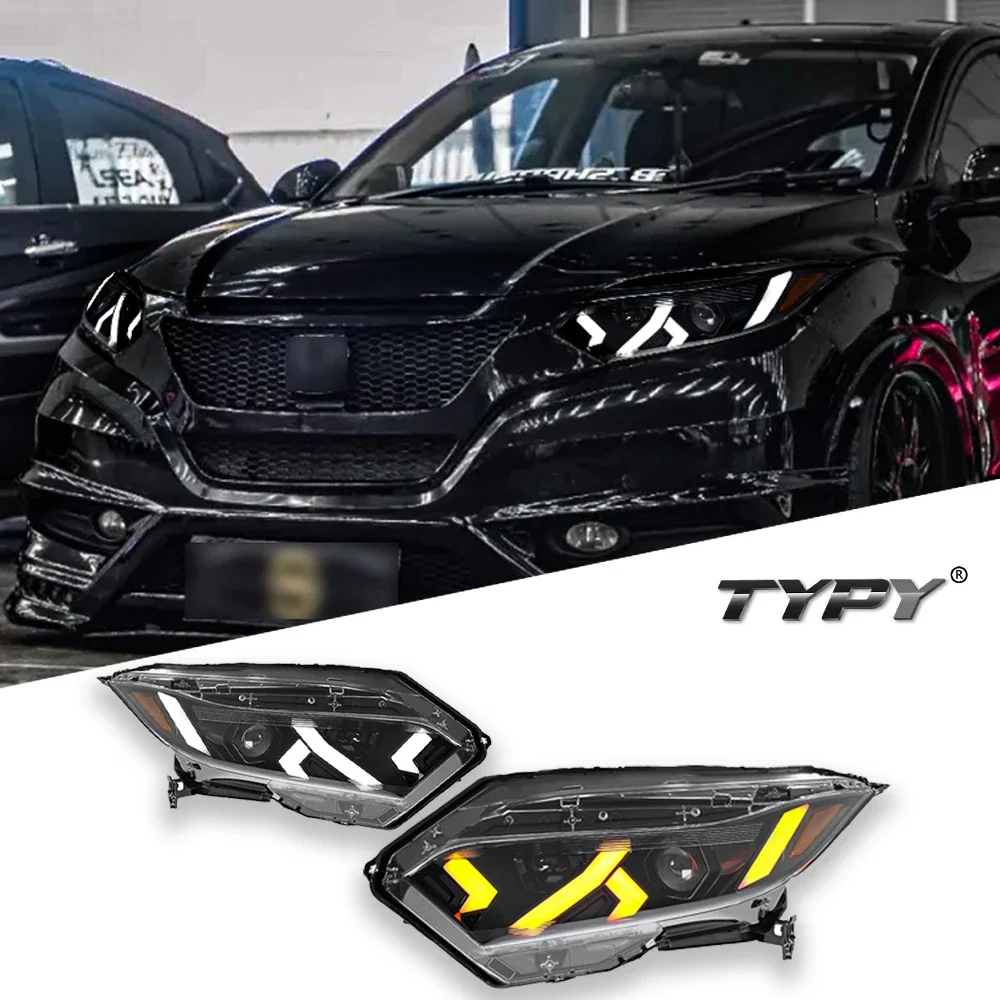 TYPY Car For Honda Vezel Headlight 2019-2022 Upgrade Modified to New DRL Dynamic Turn Signal LED Headlight Auto Accessories