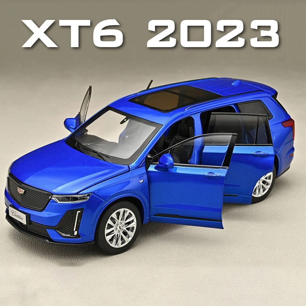 1:24 XT6 A6L Car Alloy Model Toy Sound Light Pull Back Sports Cars Adjustable Seat Shock Absorption Models Collectible Figurine