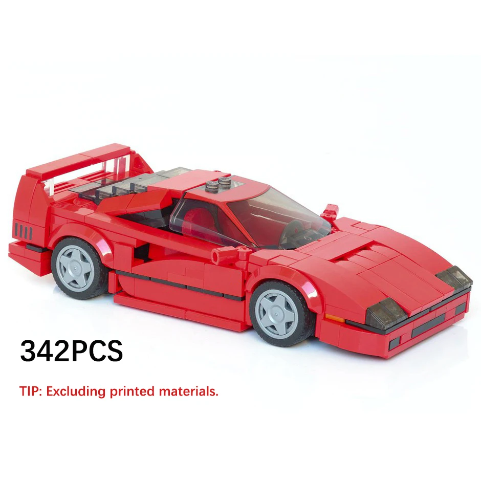

MOC-99799 F40 красный новый стиль классический суперкар сборка строительного блока модель 342 шт. креативные гаражные игрушки праздничный подарок
