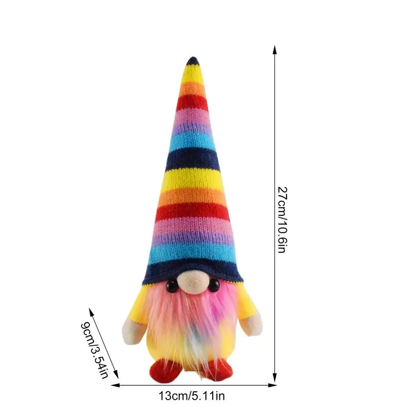 Gnome Butter for Holiday, Rudolph Faceless Butter, Rainbow Hat, Ornements de table multifonctionnels, 27cm, 10.6inch