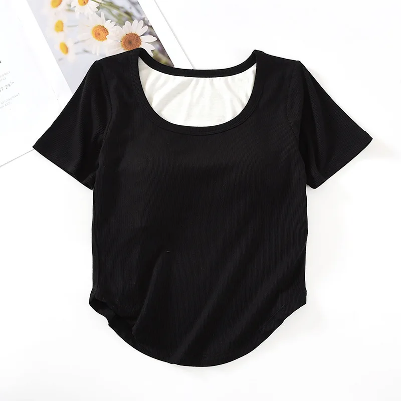 Casual Sleepwear T-shirt Knitting Modal Sleeping Tops Short Sleeve Summer One Pieces Women\'s Pajamas Chest Pad Nightwear Shirt