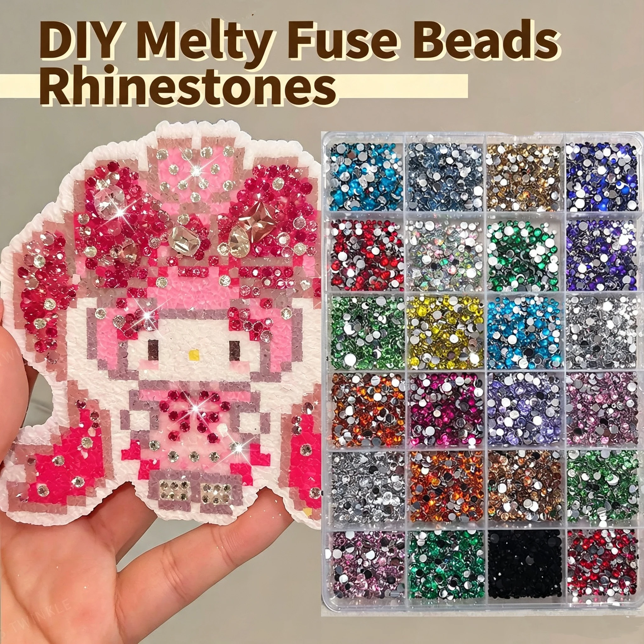 12/24 Colors Shiny Crystal Rhinestone Set Fuse Bead Flatback Multi-purpose Decor Rhinestones for Nail Art, Bags DIY Accessories
