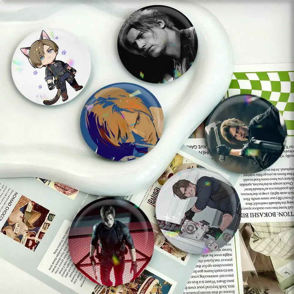 

L-Leon K-Kennedy Badges 25 32 44 58 75 mm Round Fans Collect Friends Gifts Brooch Souvenir
