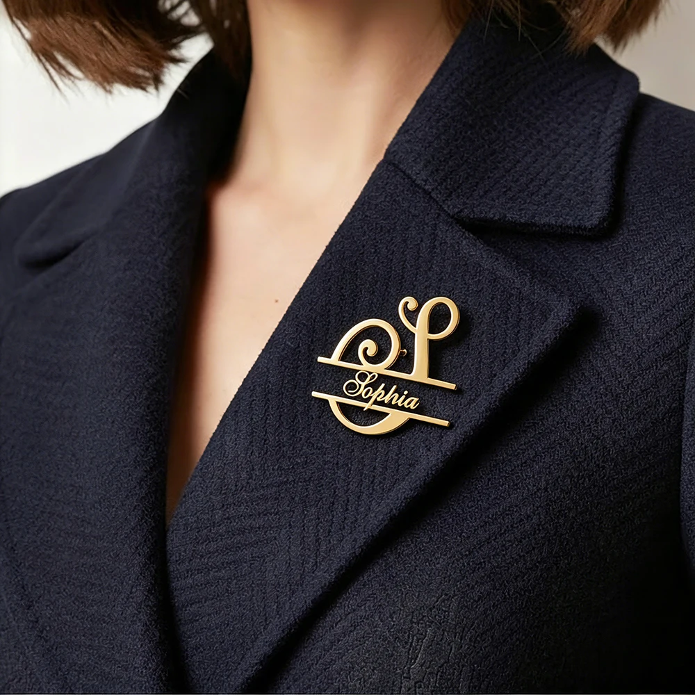 

Custom Name Brooch initials Pin Initial & Monogram Lapel Pin Personalized Dress Brooch Bridesmaid Gift Him or Her Women Jewelry