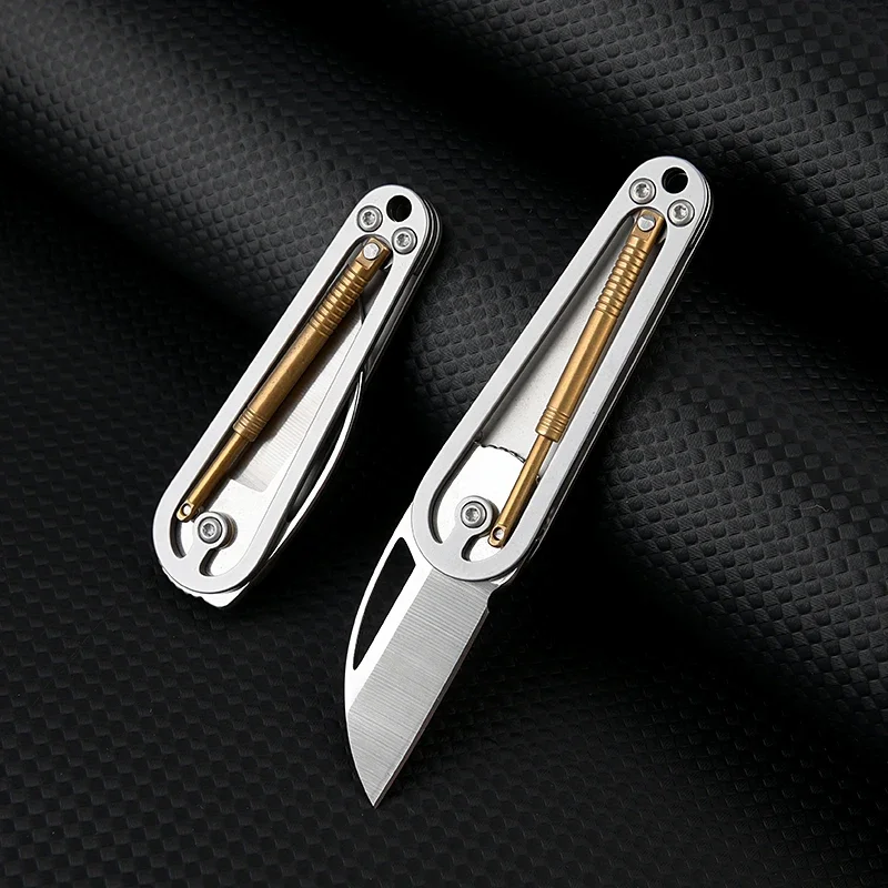 New Stainless Steel Mechanical Mini Folding Knife, Portable Keychain Pendant, Easy To Disassemble and Deliver Fruit Knife