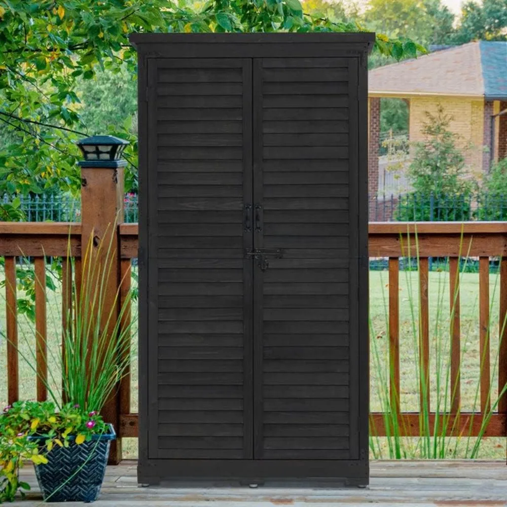 Outdoor Storage CabinetGarden ,  Outside Vertical Shed with Lockers, 16.5