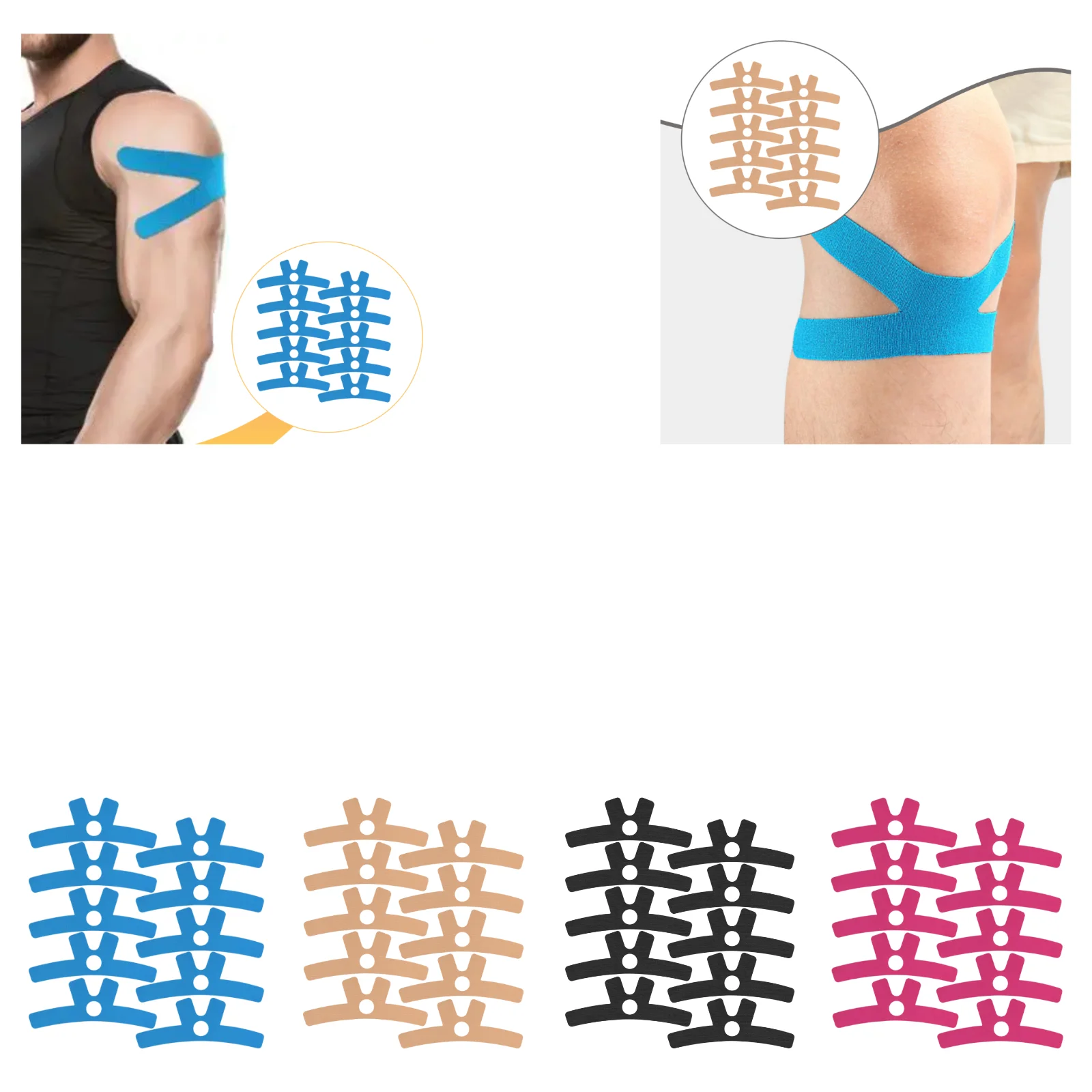 

10x Pre Cut Kinesiology Tape for Shoulder,Athletic Tape Wrap Accessories for Knee