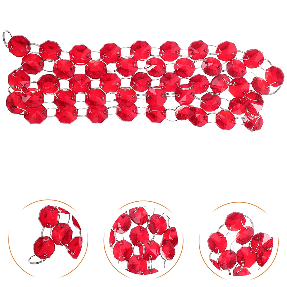 

2pcs Octagon Beads Chain Glass Beads String Decoration Door Curtain Living Room Divider Pendent Lamp Bead Strand Durable Shiny