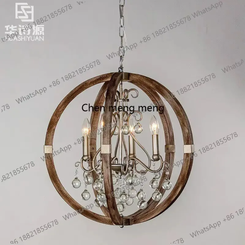 CC182 American simple country wood art bar restaurant French medieval crystal study bedroom chandelier light
