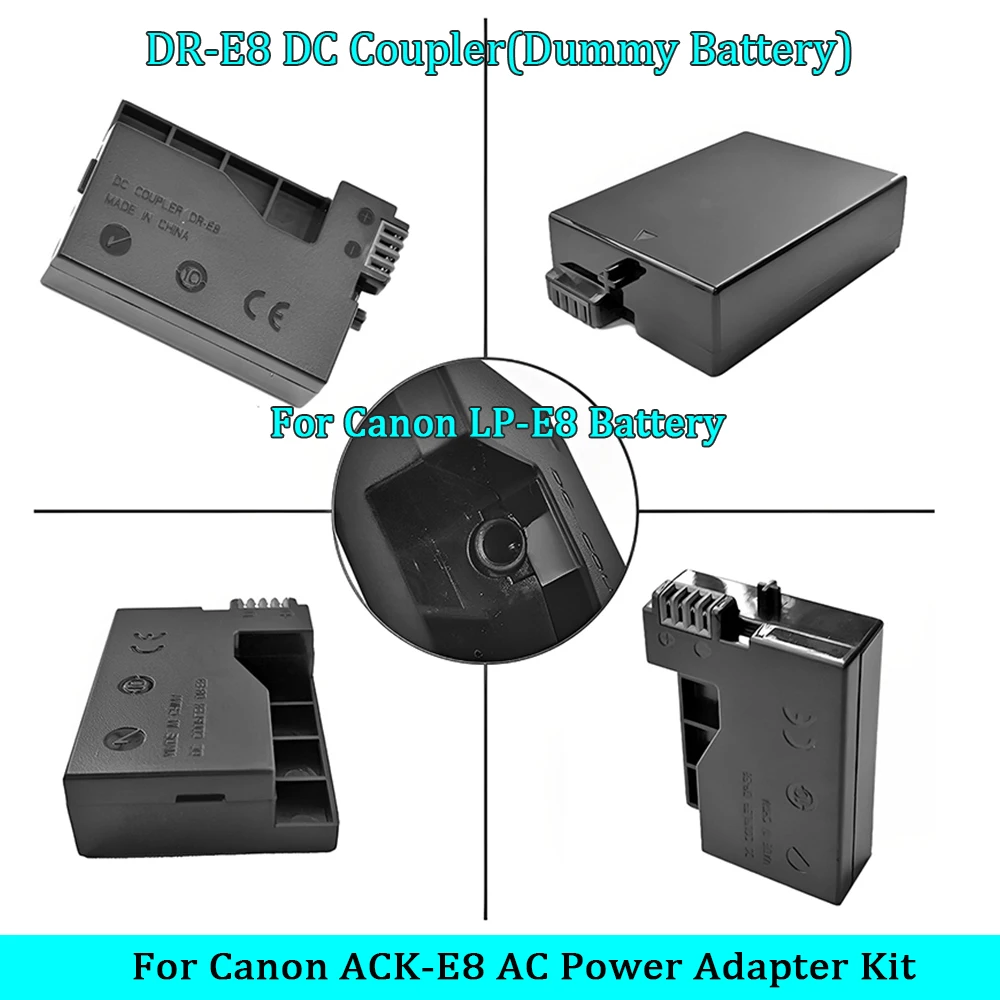 ACK-E8 AC Power Adapter DR-E8 DC Coupler Kit Replace LP-E8 Battery for Canon EOS Rebel T5i T4i T3i T2i 700D 650D 600D 550D Camer